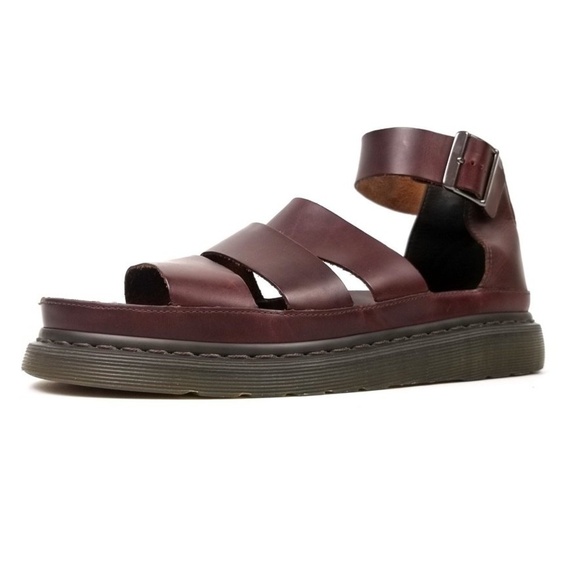 RARE Dr. Martens Gladiator Brando Platform Leather Strap Sandals Men 10 Burgundy - Picture 2 of 9